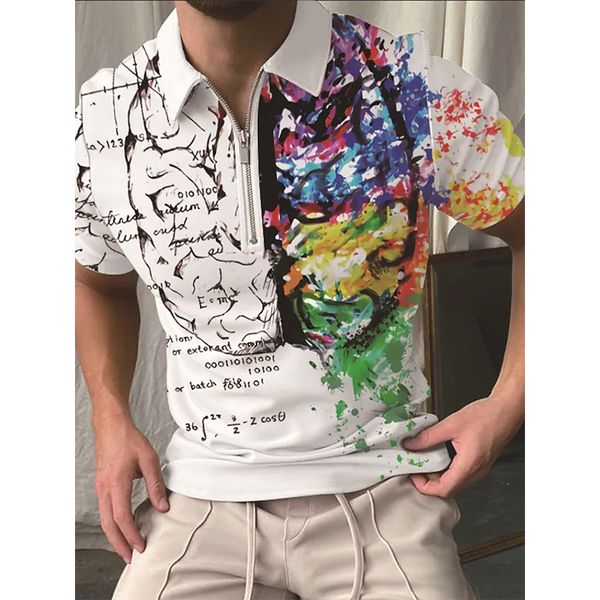 character printing pattern men's zipper polo shirt, comfortable, breathable, fashionable and cool, daily business trip, work party, White;black
character printing pattern men's zipper polo shirt, comfortable, breathable, fashionable and cool, daily business trip, work party, White;black