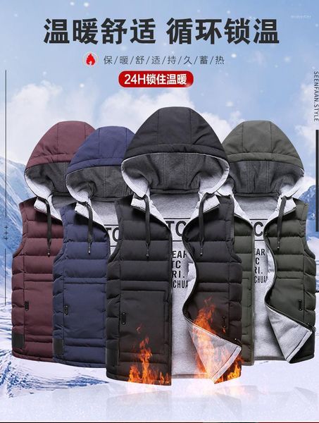 men's vest winter sleeveless jackets down men hooded warm 2021 casual outwear hat detachable outer vests, Black;white
men's vest winter sleeveless jackets down men hooded warm 2021 casual outwear hat detachable outer vests, Black;white