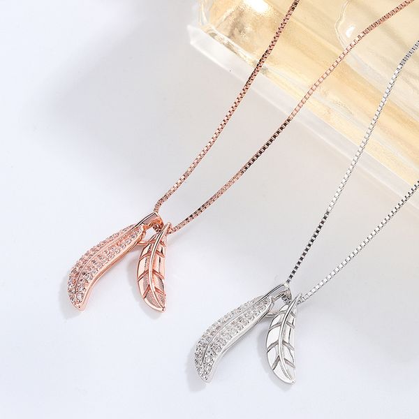 s925 sier feather leaf necklace for japanese and korean students, Silver 
s925 sier feather leaf necklace for japanese and korean students, Silver