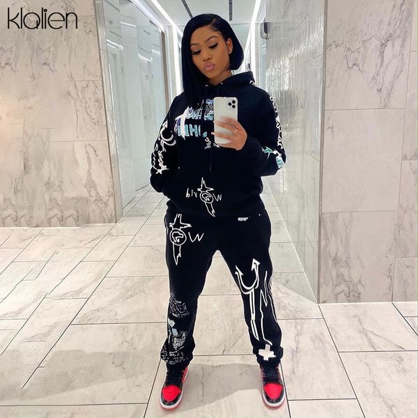 tracksuits autumn hoodie and trousers women fashion print street casual loose two piece set office lady simple outfit, Gray
tracksuits autumn hoodie and trousers women fashion print street casual loose two piece set office lady simple outfit, Gray