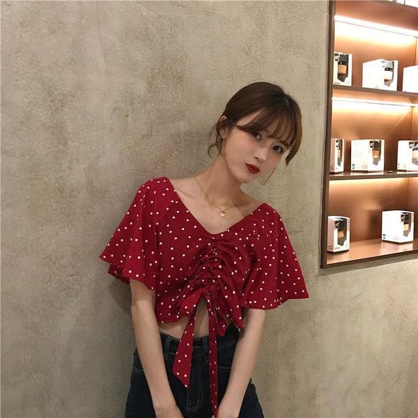 women's blouses & shirts women blouse shirt chiffon summer polka dot v-neck pleating short-sleeved t-shirt blusas ropa de mujer, White
women's blouses & shirts women blouse shirt chiffon summer polka dot v-neck pleating short-sleeved t-shirt blusas ropa de mujer, White