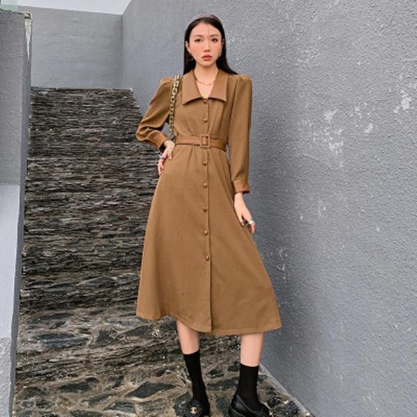 casual dresses women's 2021 autumn winter fashion single-breasted vintage splice dress elegant leather with belt long sleeve mid-length, Black;gray
casual dresses women's 2021 autumn winter fashion single-breasted vintage splice dress elegant leather with belt long sleeve mid-length, Black;gray
