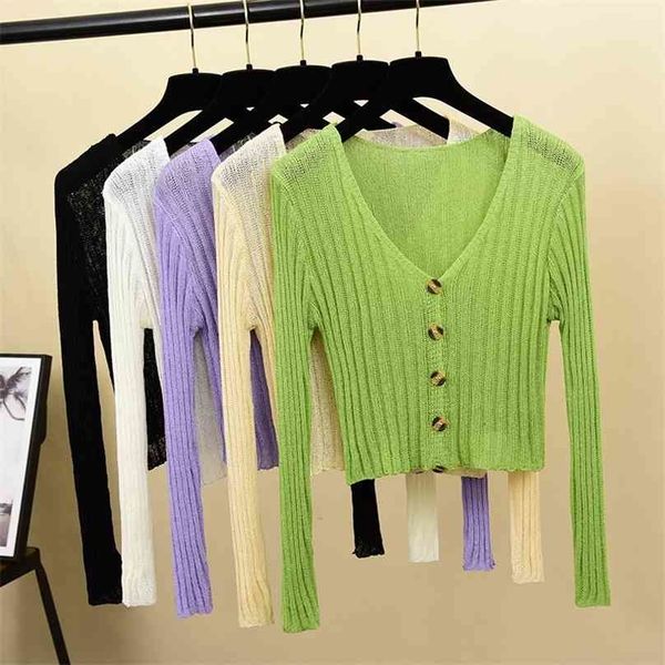 women thin sweaters spring summer long sleeve v-neck single-breasted short knitted female hollow cardigan 210525, White;black
women thin sweaters spring summer long sleeve v-neck single-breasted short knitted female hollow cardigan 210525, White;black