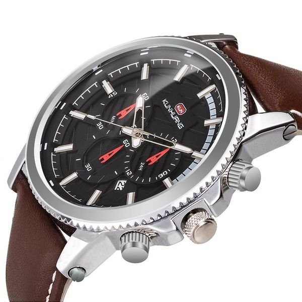wristwatches brand men's watch leather chronograph waterproof sport automatic date quartz for men relogio masculino mens watches, Slivery;brown
wristwatches brand men's watch leather chronograph waterproof sport automatic date quartz for men relogio masculino mens watches, Slivery;brown