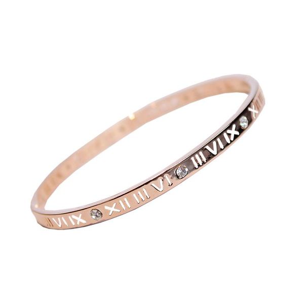 bangle temperament japan and south korea fashion roman bracelet women's wild titanium steel jewelry, Black 
bangle temperament japan and south korea fashion roman bracelet women's wild titanium steel jewelry, Black