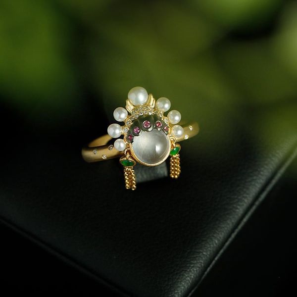 original natural chalcedony egg round opening adjustable ring retro light luxury charm lady brand silver jewelry cluster rings, Golden;silver
original natural chalcedony egg round opening adjustable ring retro light luxury charm lady brand silver jewelry cluster rings, Golden;silver