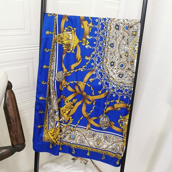 scarves eal twill silk brand 130cm scarf women fashion elements design tribe summer beach pashmina big square ladies handkerchief, Blue;gray
scarves eal twill silk brand 130cm scarf women fashion elements design tribe summer beach pashmina big square ladies handkerchief, Blue;gray