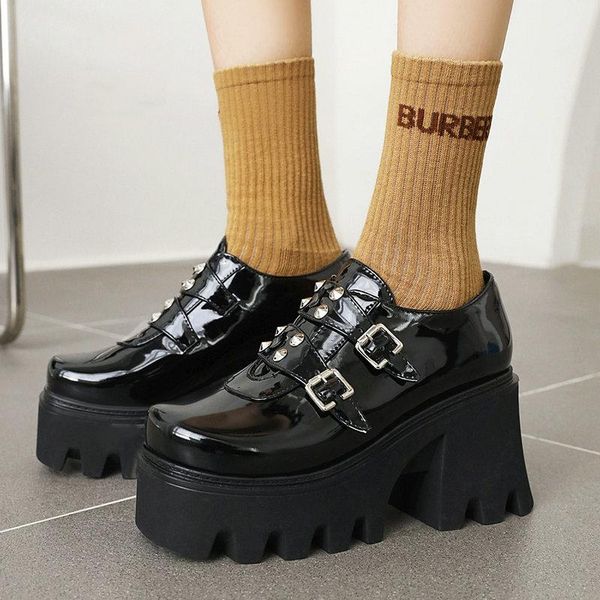 dress shoes 2021 women pu leather high heel pumps fashion buckle square toe platform ladies thick rivet spring, Black
dress shoes 2021 women pu leather high heel pumps fashion buckle square toe platform ladies thick rivet spring, Black