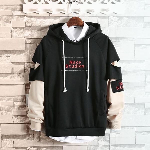 men's hoodies & sweatshirts spring and autumn fake 2-piece trendy pullover print sweatshirt for men loose full sleeve, Black
men's hoodies & sweatshirts spring and autumn fake 2-piece trendy pullover print sweatshirt for men loose full sleeve, Black