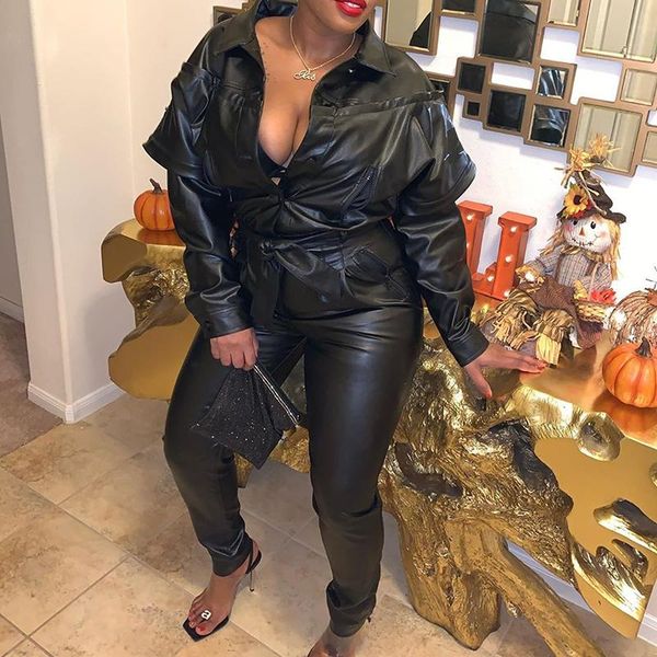 women's jumpsuits & rompers pu leather jumpsuit women solid turn down collar long sleeve womens streetwear sasshes overalls, Black;white
women's jumpsuits & rompers pu leather jumpsuit women solid turn down collar long sleeve womens streetwear sasshes overalls, Black;white
