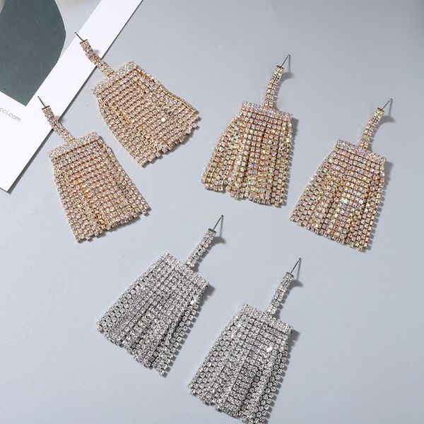 trendy luxury long tassel dangle earrings for women shiny rhinestone pendant earrings wedding jewelry party, Silver
trendy luxury long tassel dangle earrings for women shiny rhinestone pendant earrings wedding jewelry party, Silver