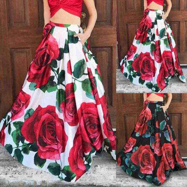 celmia women skirt women maxi rose printed pleated skirt pocket floral party night club ladies skirts beach, Black
celmia women skirt women maxi rose printed pleated skirt pocket floral party night club ladies skirts beach, Black