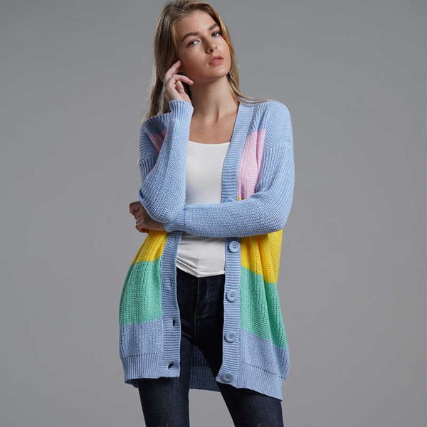 women's sweater autumn and winter large striped loose women's fashion casual long cardigan 210527, White
women's sweater autumn and winter large striped loose women's fashion casual long cardigan 210527, White