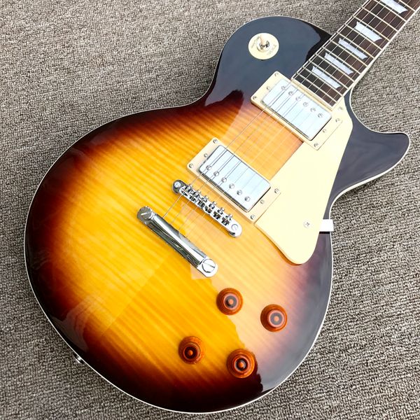 rosewood fingerboard electric guitar, chrome hardware, dark sunburst, flame maple solid mahogany body guitar
rosewood fingerboard electric guitar, chrome hardware, dark sunburst, flame maple solid mahogany body guitar