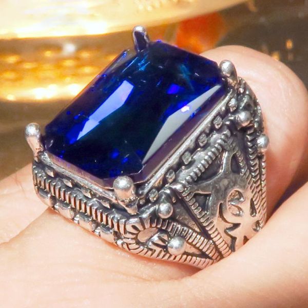 cluster rings retro style domineering shiny blue zircon silver color ring for men fashion rock jewelry gift, Golden;silver
cluster rings retro style domineering shiny blue zircon silver color ring for men fashion rock jewelry gift, Golden;silver