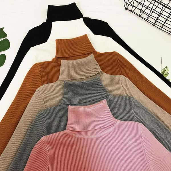 solid color turtleneck women sweater pullover elastic slim basic knitted women's sweaters, White;black
solid color turtleneck women sweater pullover elastic slim basic knitted women's sweaters, White;black