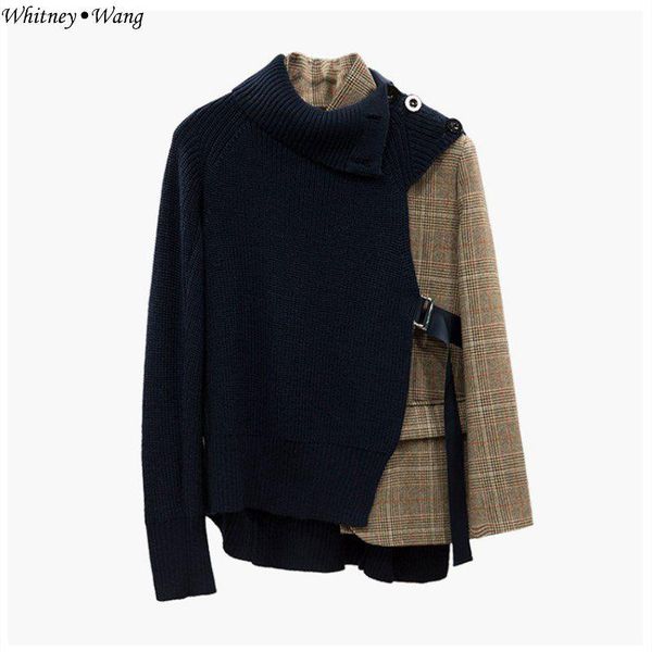 women's suits & blazers whitney wang 2021 autumn winter fashion streetwear designer style knitted patchwork asymmetrical blazer women s, White;black
women's suits & blazers whitney wang 2021 autumn winter fashion streetwear designer style knitted patchwork asymmetrical blazer women s, White;black