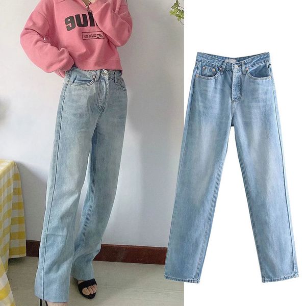 women's jeans za spring korean style casual wild blue light loose leg long straight female jeans 14oz
women's jeans za spring korean style casual wild blue light loose leg long straight female jeans 14oz