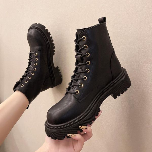 boots med heel women's low shoes lace up round toe luxury designer boots-women ankle flat rubber ladies rock autumn fashion, Black
boots med heel women's low shoes lace up round toe luxury designer boots-women ankle flat rubber ladies rock autumn fashion, Black