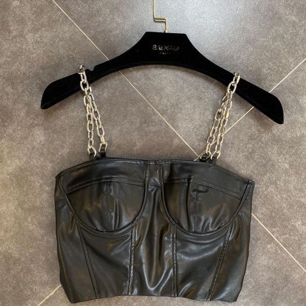women's tanks & camis 2021 autumn arrivals streetwear chain black pu camisole women k218, White
women's tanks & camis 2021 autumn arrivals streetwear chain black pu camisole women k218, White