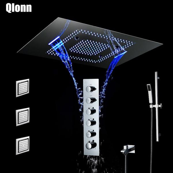 remote touch panel control led rectangle shower head waterfall rainfall bathroom thermostatic brass faucets set sets
remote touch panel control led rectangle shower head waterfall rainfall bathroom thermostatic brass faucets set sets