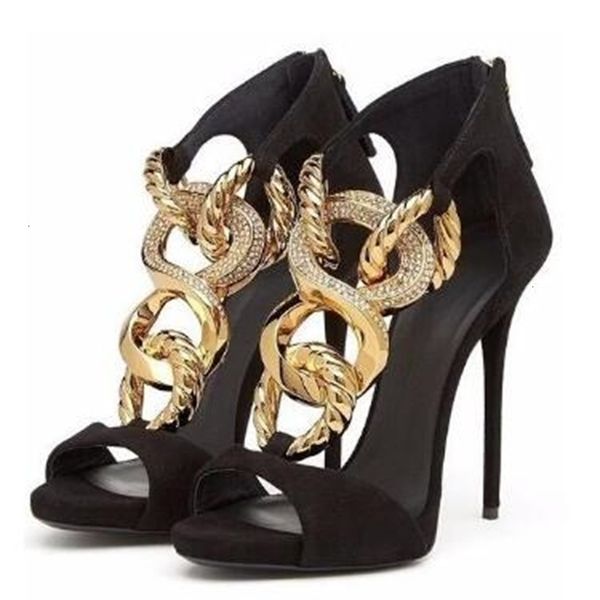 sandals women black suede peep toe gold metal chain summer back zipper cover thin heel party shoes 12 cm 23za
sandals women black suede peep toe gold metal chain summer back zipper cover thin heel party shoes 12 cm 23za