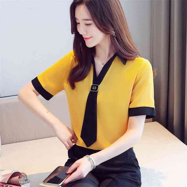 summer fashion chiffon necktie solid color casual ladies shirt ladies short sleeve women 210507, White
summer fashion chiffon necktie solid color casual ladies shirt ladies short sleeve women 210507, White