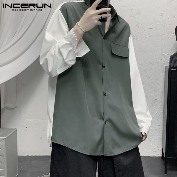 men's casual shirts fashion men shirt patchwork lapel long sleeve camisas 2021 streetwear button korean loose leisure clothing incerun, White;black
men's casual shirts fashion men shirt patchwork lapel long sleeve camisas 2021 streetwear button korean loose leisure clothing incerun, White;black