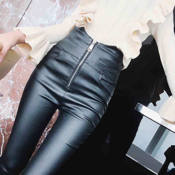 women fashion high waist pu leather trousers zipper slim skinny pencil pants faux spring winter 904e 210420, Black;white
women fashion high waist pu leather trousers zipper slim skinny pencil pants faux spring winter 904e 210420, Black;white