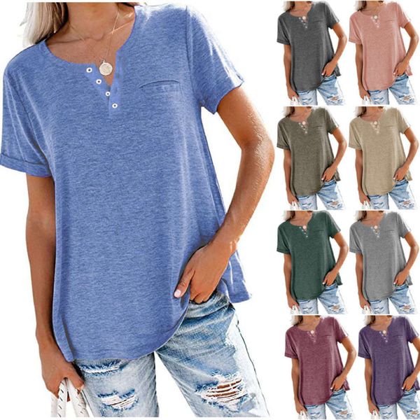 women's t-shirt 2021 spring / summer v-neck short sleeve pocket loose for women lov slgp, White
women's t-shirt 2021 spring / summer v-neck short sleeve pocket loose for women lov slgp, White