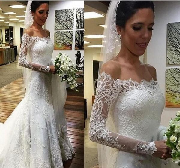 vintage for bride strapless elegant mermaid lace beach wedding gowns dresses with sleeves off the shoulder long sleeve bridal gown, White
vintage for bride strapless elegant mermaid lace beach wedding gowns dresses with sleeves off the shoulder long sleeve bridal gown, White