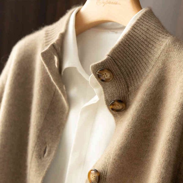 women's knits & tees outono e inverno 100% lã cashmere camisola auto-cultivo feminino meia gola alta cardigan quente de malha feminina, White
women's knits & tees outono e inverno 100% lã cashmere camisola auto-cultivo feminino meia gola alta cardigan quente de malha feminina, White