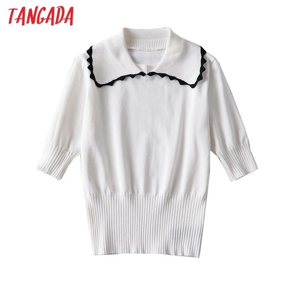korea chic women oversized collar summer sweater short sleeve ladies knitted jumper ai07 210416, White;black
korea chic women oversized collar summer sweater short sleeve ladies knitted jumper ai07 210416, White;black