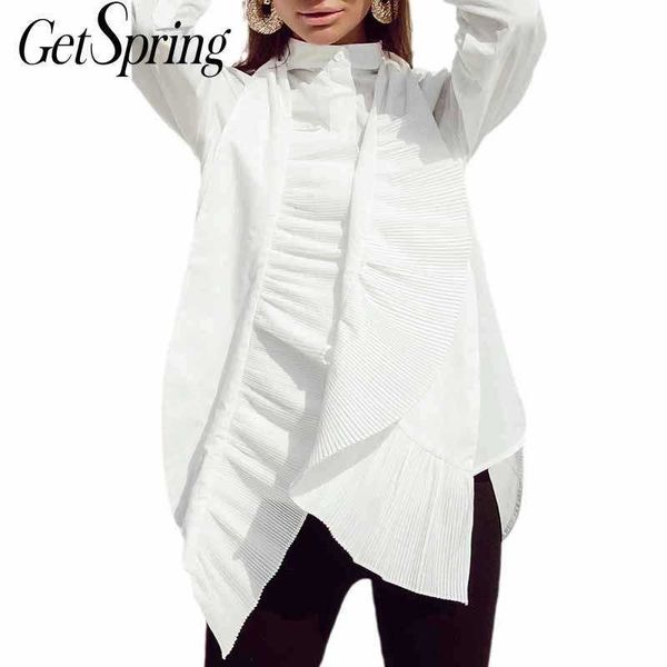 getspring women blouse cotton white shirt irregular pleated s long sleeve loose ladies fashion spring 210601
getspring women blouse cotton white shirt irregular pleated s long sleeve loose ladies fashion spring 210601