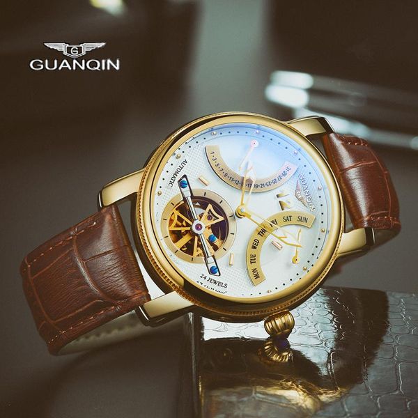 wristwatches guanqin stainless steel sapphire automatic mechanical waterproof watch leather strap gold men's tourbillon week, Slivery;brown
wristwatches guanqin stainless steel sapphire automatic mechanical waterproof watch leather strap gold men's tourbillon week, Slivery;brown