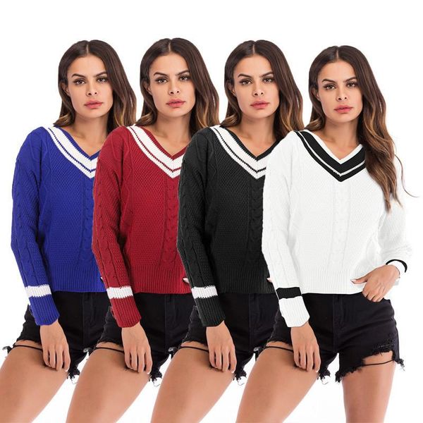 women's sweaters stylists' picks 2021 winter clothes for women contrast color v-neck knitted pullover striped stitching twist patc, White;black
women's sweaters stylists' picks 2021 winter clothes for women contrast color v-neck knitted pullover striped stitching twist patc, White;black