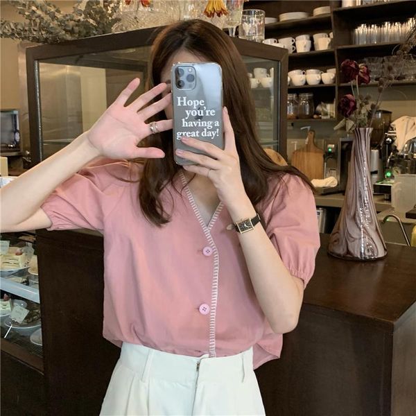 korean style loose casual sweet temperament all-match small fresh shirt retro v-neck short-sleeved women's t-shirt, White
korean style loose casual sweet temperament all-match small fresh shirt retro v-neck short-sleeved women's t-shirt, White