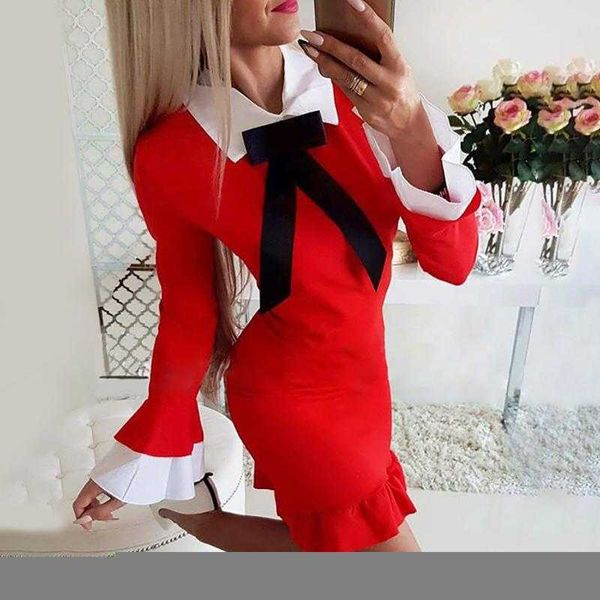 casual dresses women ruffles flare long sleeve solid turn-down collar straight mini frill dress slim fit bodycon vestidos d30, Black;gray
casual dresses women ruffles flare long sleeve solid turn-down collar straight mini frill dress slim fit bodycon vestidos d30, Black;gray