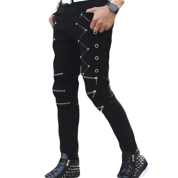 men's pants mens punk skinny for man cool cotton casual zipper slim fit black goth trousers 2021 autumn
men's pants mens punk skinny for man cool cotton casual zipper slim fit black goth trousers 2021 autumn