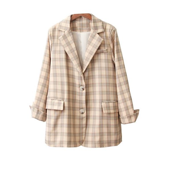 women plaid blazers notch collar long sleeve pocket single-breasted khaki casual spring autumn women's suits &, White;black
women plaid blazers notch collar long sleeve pocket single-breasted khaki casual spring autumn women's suits &, White;black