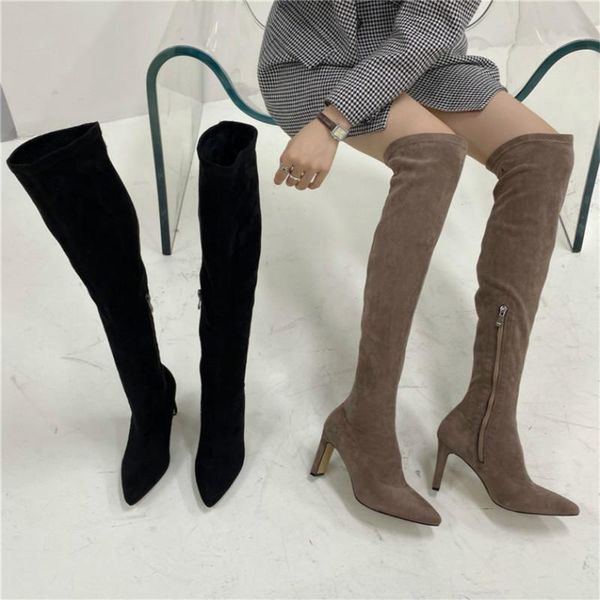 autumn/winter elastic lean leg high heel pointed fashion over knee boots girl, Black
autumn/winter elastic lean leg high heel pointed fashion over knee boots girl, Black