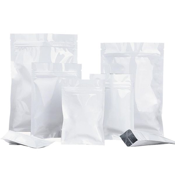 storage bags 100pcs glossy white aluminum foil bag self grip seal tear notch resealable chocolate dry fruit nut pouches
storage bags 100pcs glossy white aluminum foil bag self grip seal tear notch resealable chocolate dry fruit nut pouches