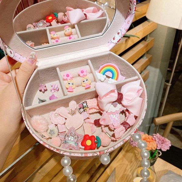 children's hair accessories set gift box little girl hairpin headdress clip princess baby jewelry clips & barrettes, Golden;silver