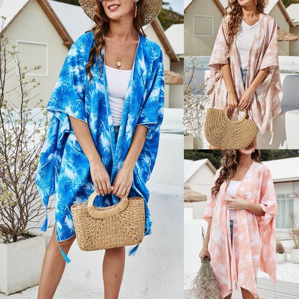 women's swimwear floral print long cardigan tassels boho flare sleeve summer beach cover up holiday dresses, White;black
women's swimwear floral print long cardigan tassels boho flare sleeve summer beach cover up holiday dresses, White;black