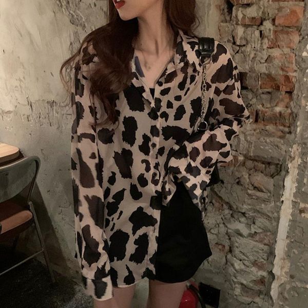 women's blouses & shirts spring autumn leopard print sunscreen long sleeve turn down collar blouse women loose retro shirt, White
women's blouses & shirts spring autumn leopard print sunscreen long sleeve turn down collar blouse women loose retro shirt, White