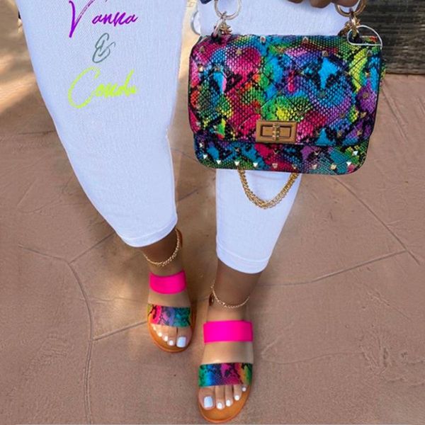 double strap open toe sandals summer neon snake print slippers and purse set sandalias mujer 2021 claquette femme zapatos, Black
double strap open toe sandals summer neon snake print slippers and purse set sandalias mujer 2021 claquette femme zapatos, Black