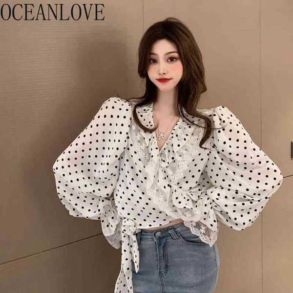 ruffles polka dot blusas mujer v nevk flare sleeve lace vintage korean shirts chiffon elegant bandage women blouses 210415, White
ruffles polka dot blusas mujer v nevk flare sleeve lace vintage korean shirts chiffon elegant bandage women blouses 210415, White