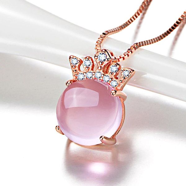 korean silver plated explosion lotus stone crown pendant with natural powder crystal necklace simple princess necklaces
korean silver plated explosion lotus stone crown pendant with natural powder crystal necklace simple princess necklaces