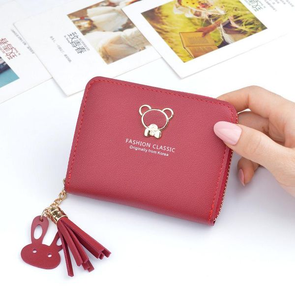wallets 2021 women pu leather female short zipper purses lady small cute money bag coin card holders portable tassel clutch, Red;black
wallets 2021 women pu leather female short zipper purses lady small cute money bag coin card holders portable tassel clutch, Red;black