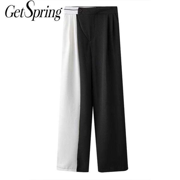 getspring women pant asymmetry black white color matching trousers irregular vintage high waist pants fashion 210601
getspring women pant asymmetry black white color matching trousers irregular vintage high waist pants fashion 210601